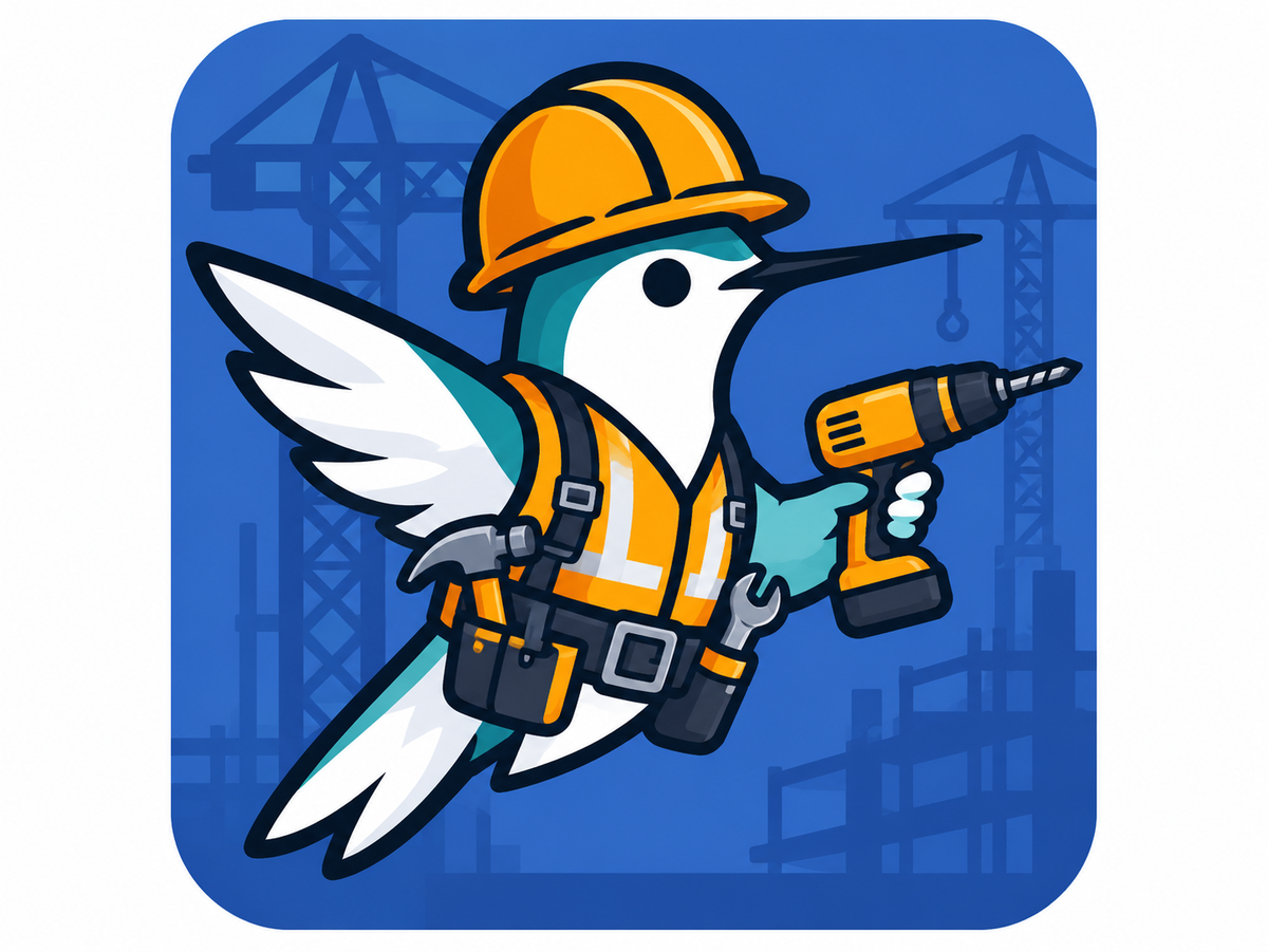 Colibri en tenue de chantier